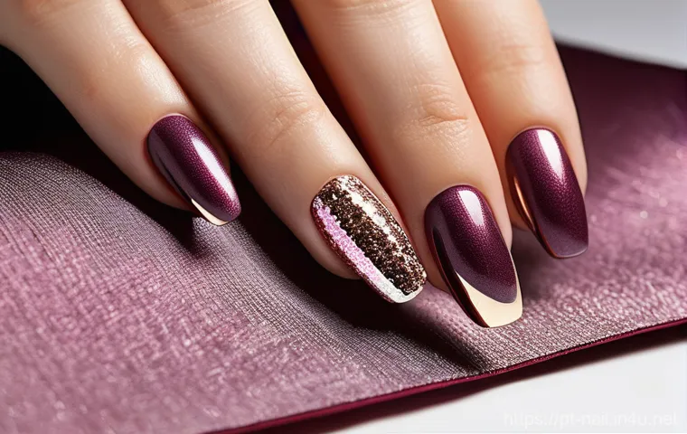오피스룩에 어울리는 네일 컬러 - **Prompt 2: "Confident Gray/Brown Professional Manicure"**
    A medium shot focusing on a pair of h...
