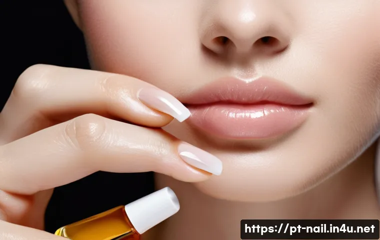 큐티클 오일과 세럼 비교 - **Prompt:** A close-up, high-definition image of elegant, well-groomed female hands. One hand is gen...