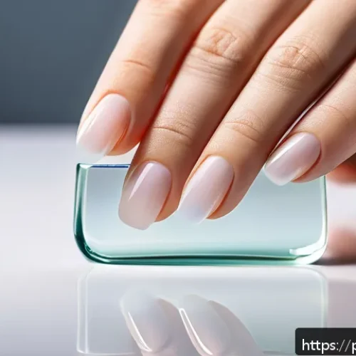 Home 32 유리 손톱 파일과 메탈 파일 차이 - A close-up image of a delicate hand holding a smooth glass nail file, showing its sleek, translucent...